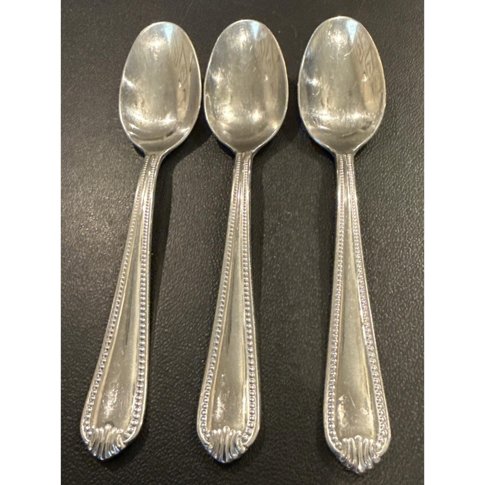 Lenox Bead Plume Glossy Teaspoon Spoons Spoon Set Of 3 Stainless Flatware